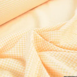 Tissu seersucker Vichy petits carreaux jaune et blanc - OEKO TEX