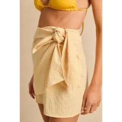 Tissu seersucker Vichy petits carreaux jaune et blanc - OEKO TEX