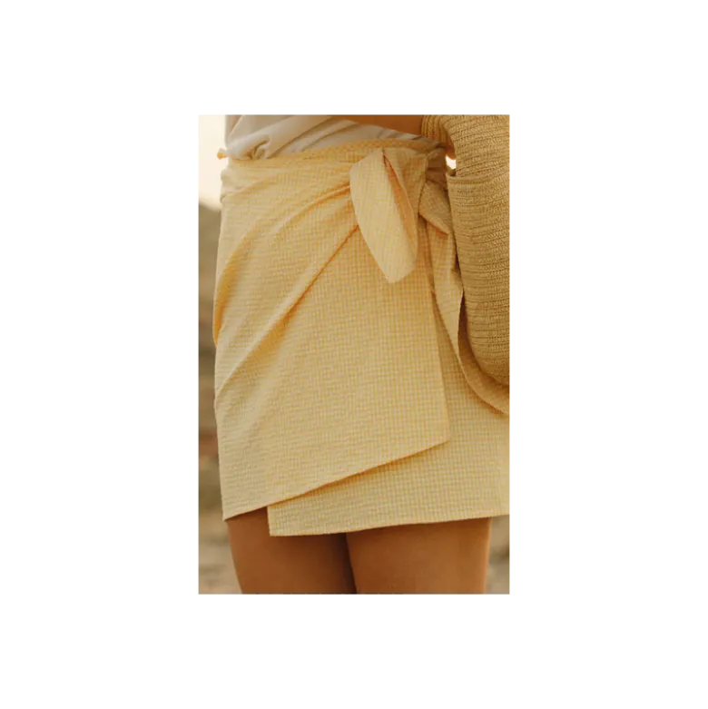 Tissu seersucker Vichy petits carreaux jaune et blanc - OEKO TEX