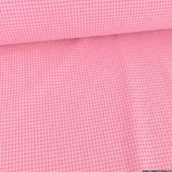 Tissu seersucker Vichy petits carreaux Rose Fluo - OEKO TEX