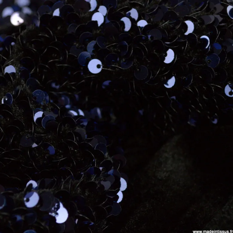 Tissu Sequin bleu marine sur velours