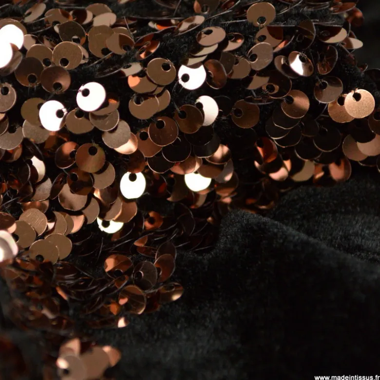 Tissu Sequin Bronze sur velours noir