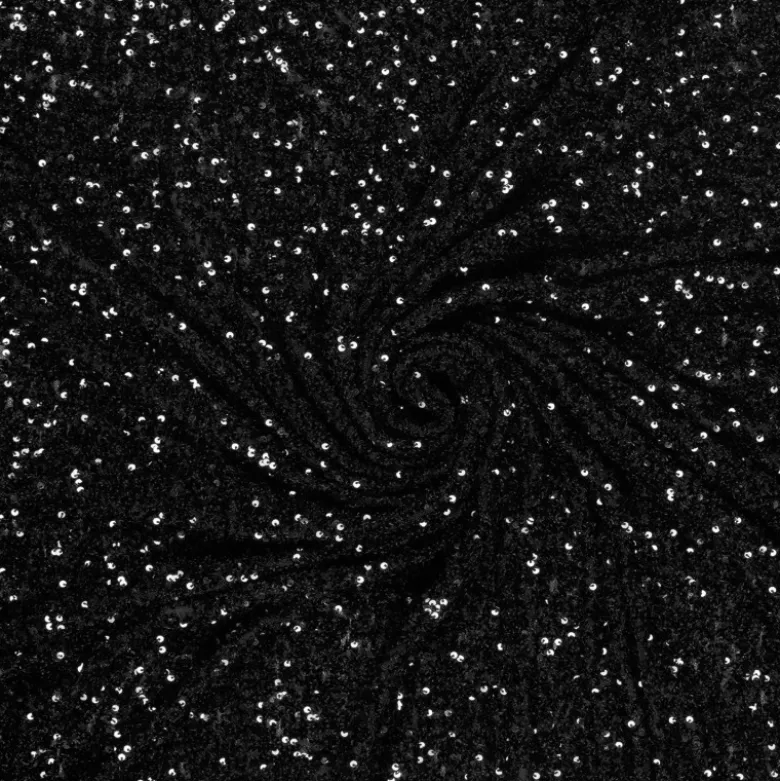 Tissu Sequin fin Noir sur base mesh