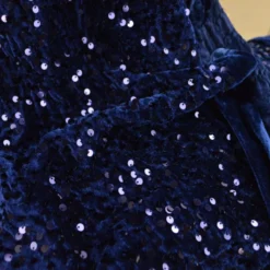 Tissu Sequin fin sur base velours - bleu marine