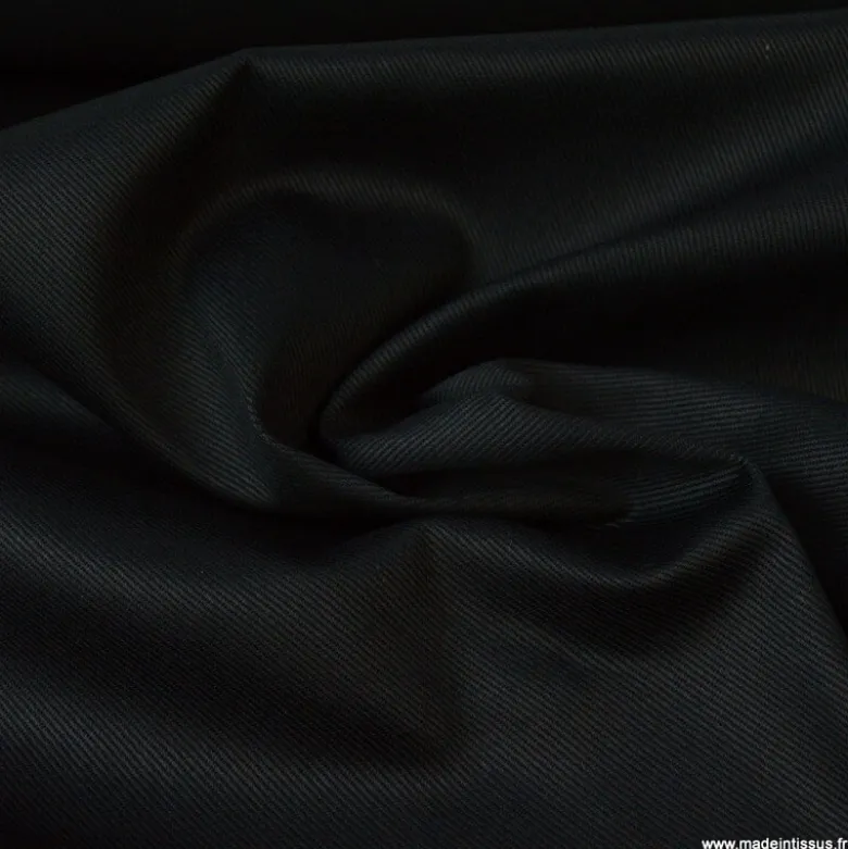 Tissu sergé coton extra lourd Noir 350gr/m²