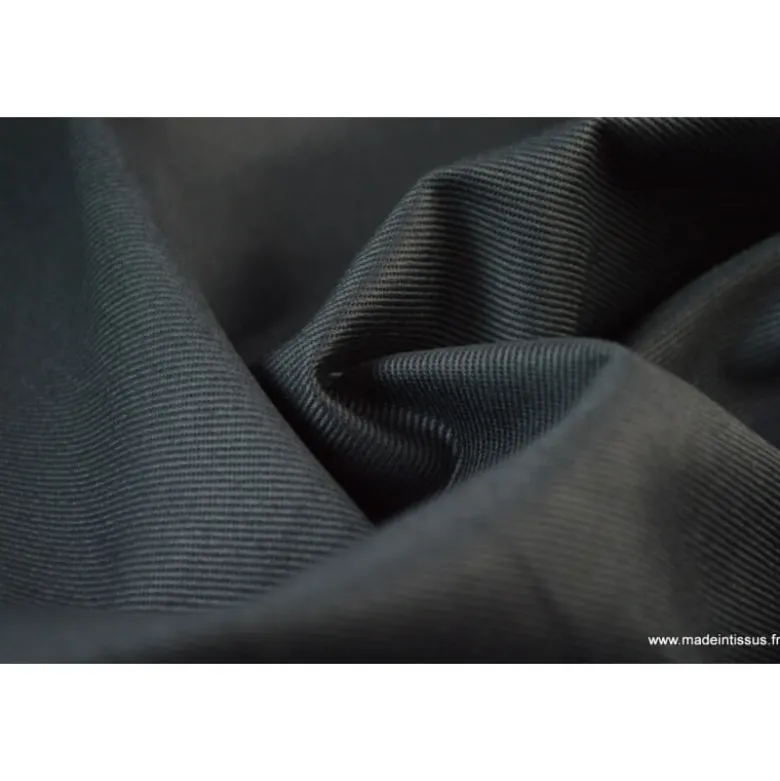 Tissu sergé coton lourd ANTHRACITE 300gr/m²