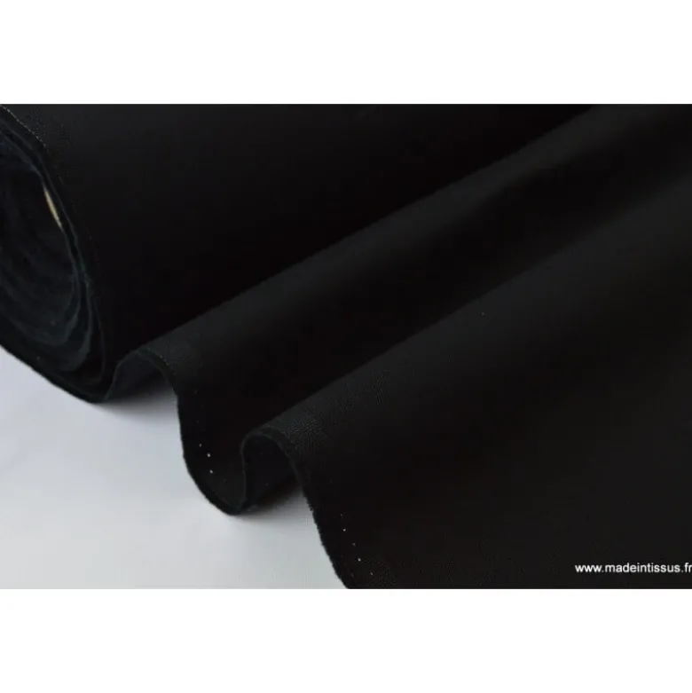 Tissu sergé coton lourd NOIR 300gr/m²