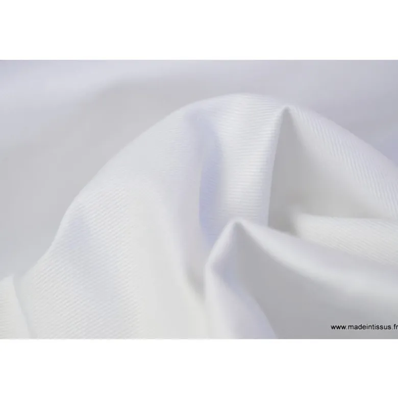 Tissu sergé coton mi-lourd blanc 260gr/m²