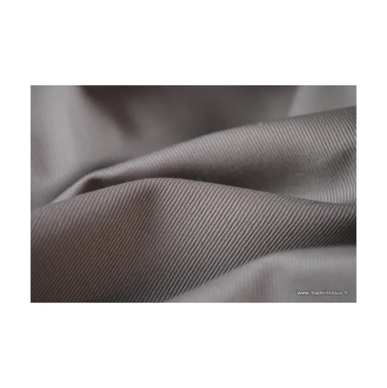 Tissu sergé coton mi-lourd Gris Perle 260gr/m²