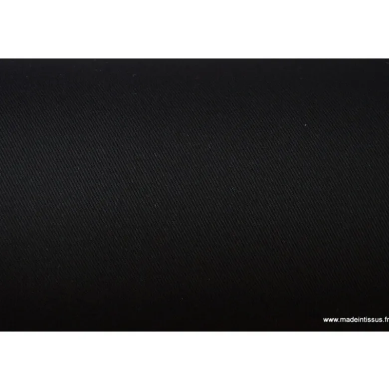 Tissu sergé coton mi-lourd noir 260gr/m²