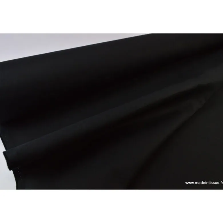 Tissu sergé coton mi-lourd noir 260gr/m²