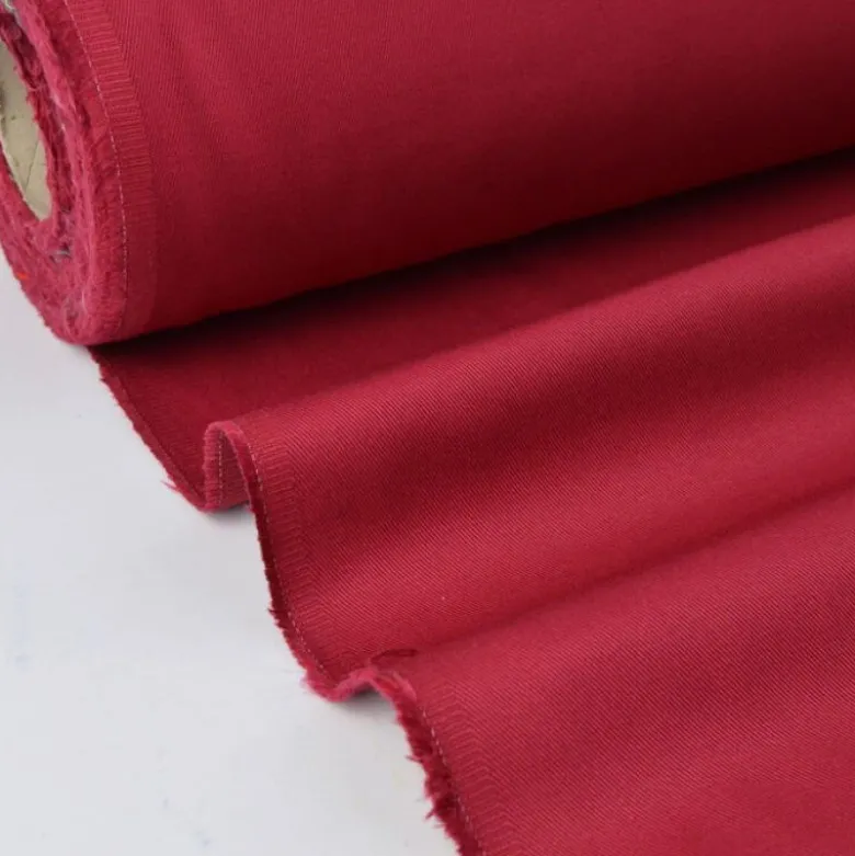 Tissu sergé coton mi-lourd rouge hermès 260gr/m²