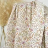 Tissu sergé de coton fleurs bohèmes écru, caramel & vieux rose