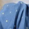 Tissu Sherpa Camilla brodée fleurs fond bleu - OEKO TEX