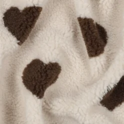 Tissu Sherpa lourde motif coeurs chocolat - OEKO TEX