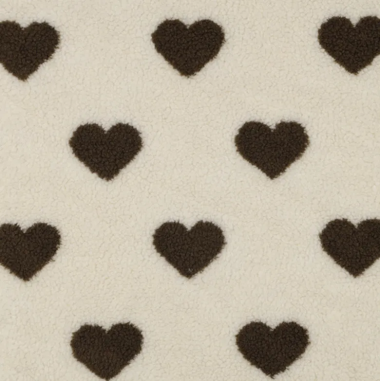 Tissu Sherpa lourde motif coeurs chocolat - OEKO TEX