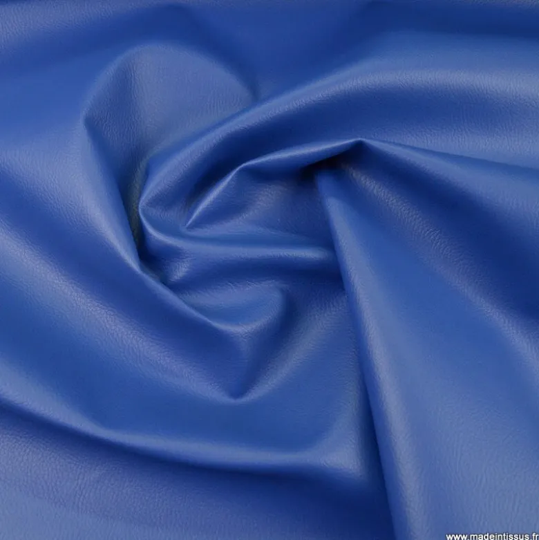 Tissu Simili cuir ameublement rigide Bleu Royal