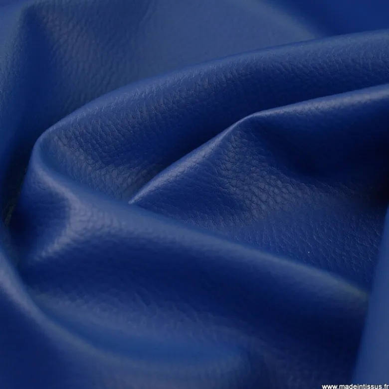 Tissu Simili cuir ameublement rigide Bleu Royal