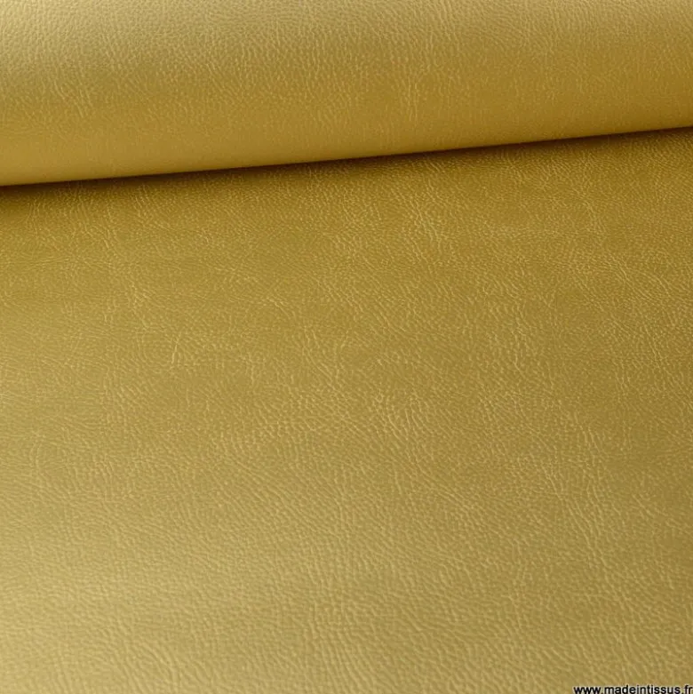 Tissu Simili cuir ameublement rigide Or