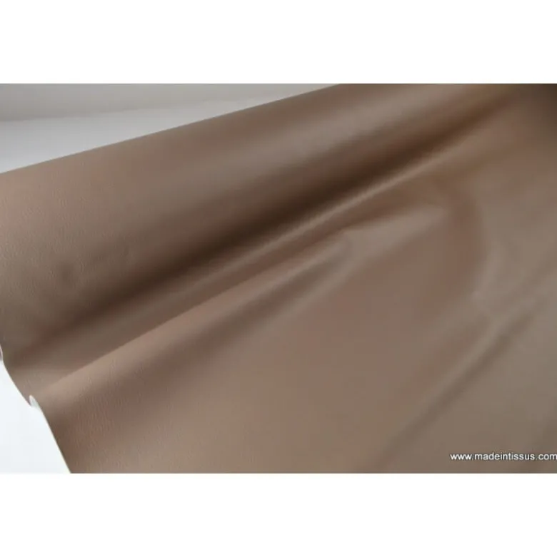 Tissu Simili cuir ameublement rigide TAUPE