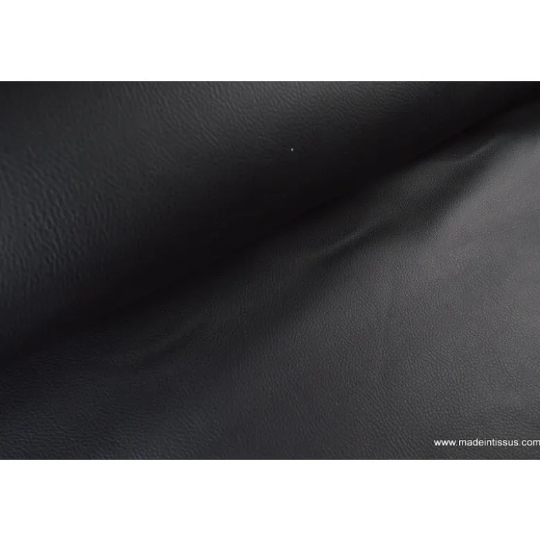 Tissu Simili cuir ameublement rigide noir