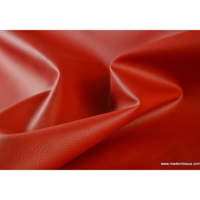 Tissu Simili cuir ameublement rigide rouge