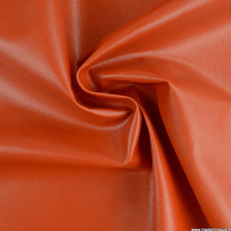 Tissu Simili cuir ameublement rigide Potiron