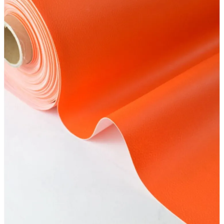 Tissu Simili cuir ameublement rigide orange