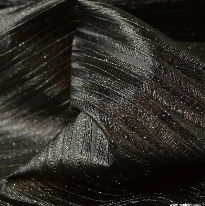 Tissu Simili cuir Ecorce Noir