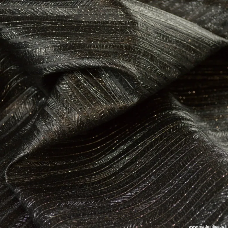 Tissu Simili cuir Ecorce Noir