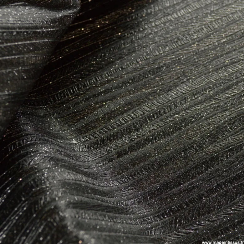 Tissu Simili cuir Ecorce Noir
