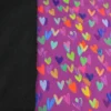 Tissu softshell motif cœurs multicolores fond violet rose