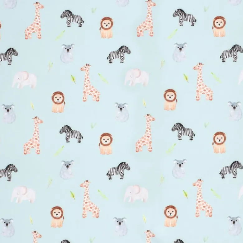 Tissu Softshell motifs animaux fond menthe clair