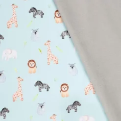 Tissu Softshell motifs animaux fond menthe clair