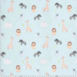 Tissu Softshell motifs animaux fond menthe clair