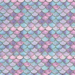 Tissu Softshell motifs écailles de sirènes rose et bleu