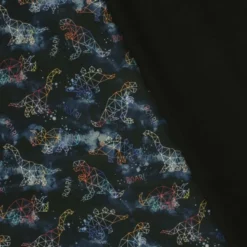 Tissu Softshell motifs dinosaures fond noir