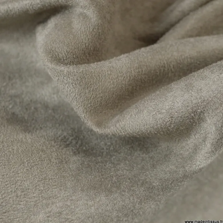 Tissu suédine ameublement habillement gris