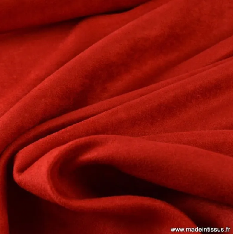 Tissu suedine ameublement habillement rouge