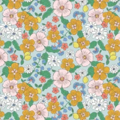 Tissu Suzie en coton motif fleurs fond ciel - OEKO TEX