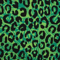 Tissu Sweat French Terry léopard fond Vert