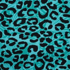Tissu Sweat French Terry léopard fond bleu Tiffany