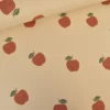 Tissu Sweat French terry motif pommes fond beige - OEKO TEX