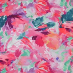 Tissu Sweat French Terry – Motif Fleurs Fuchsia Abstraites - Poppy