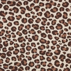 Tissu Sweat gratté motif Léopard caramel fond écru