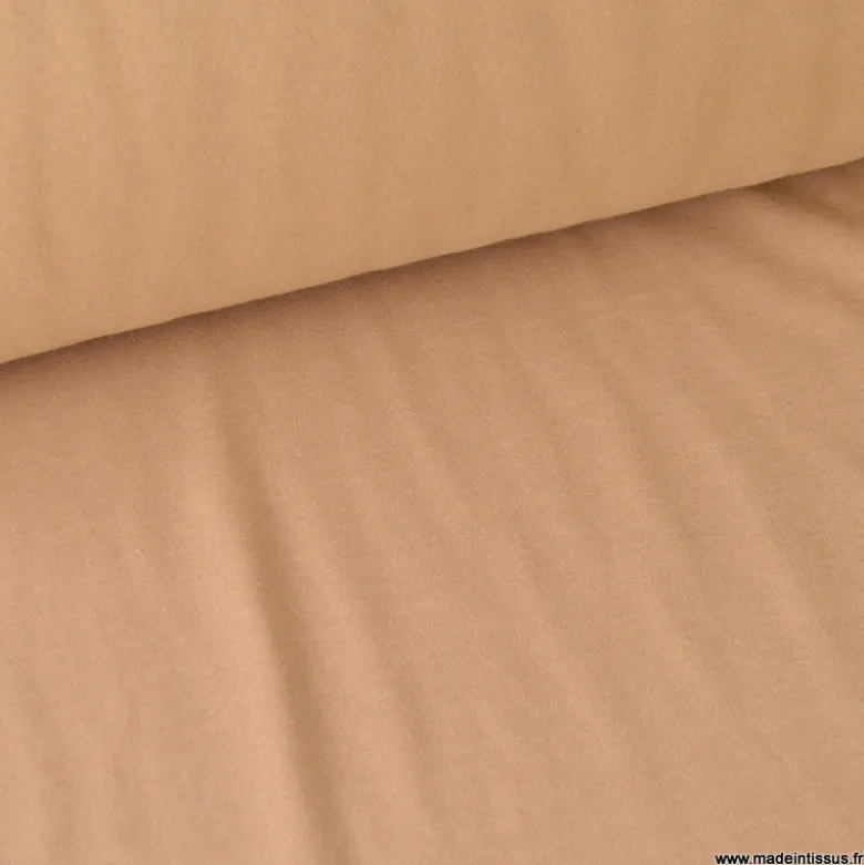 Tissu sweat molleton américain Camel - Largeur 190 cm