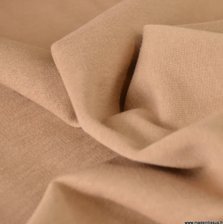 Tissu sweat molleton américain Camel - Largeur 190 cm