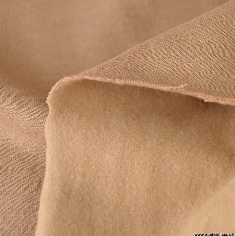 Tissu sweat molleton américain Camel - Largeur 190 cm