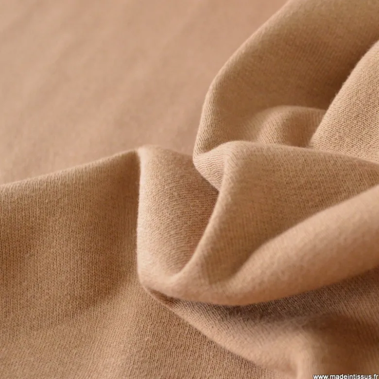 Tissu sweat molleton américain Camel - Largeur 190 cm