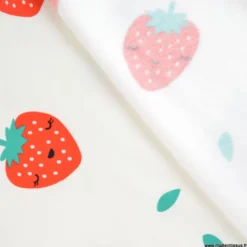 Tissu Sweat molleton motif Fraises fond blanc - Poppy